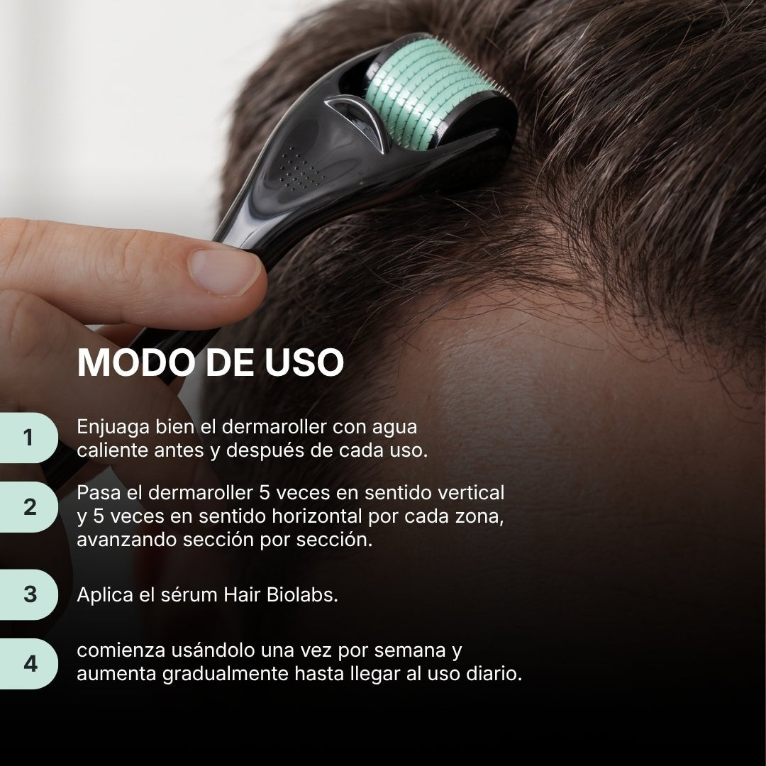 Estimula el folículo y potencia el crecimiento - Dermaroller Capilar Hair Biolabs - Hair Biolabs